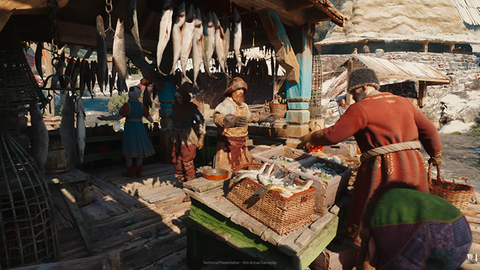 Fishmongers at the village market are selling fresh fish.