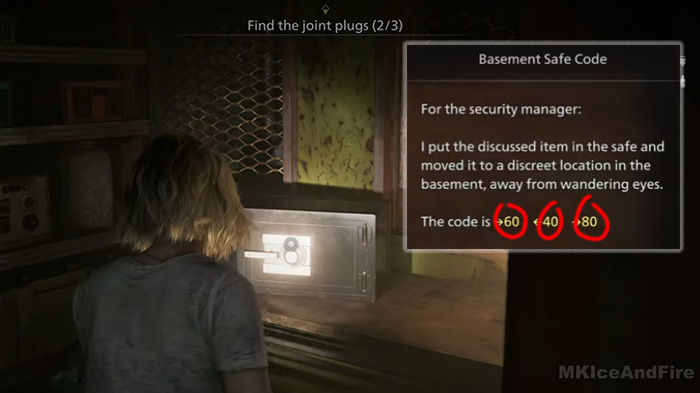 Grace finding Basement Safe with code Right 60 Left 40 Right 80 in Resident Evil Requiem