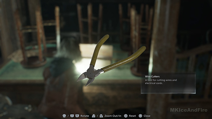 Wire Cutters tool item showcase in Resident Evil Requiem
