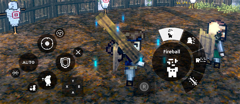 Will's spell wheel interface displaying four switchable spells including Fireball and companion control options.