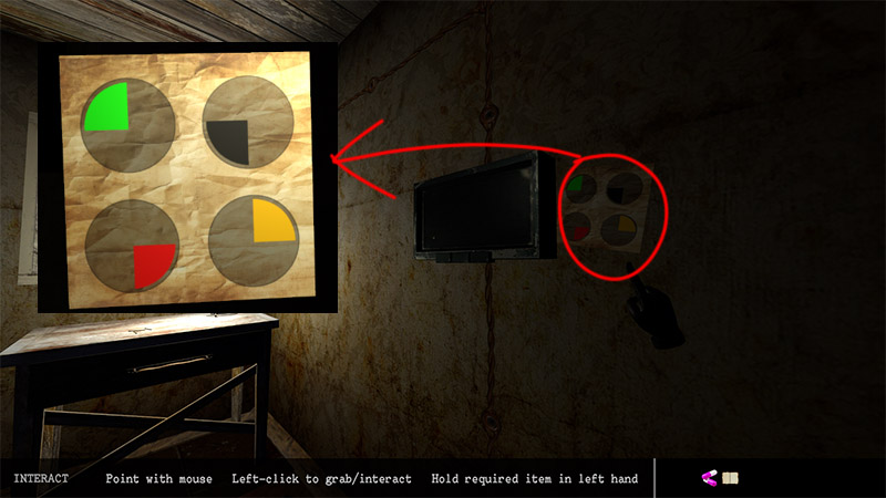 Valve Puzzle Clue showing fan-shaped diagrams with various colors