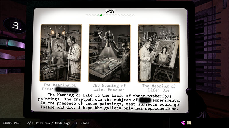 Three paintings titled The Meaning of Life used in deadly experiments